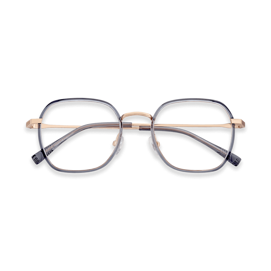 Morgan Crystal Grey Rose Gold Square Eyeglasses | EYDOLOGY