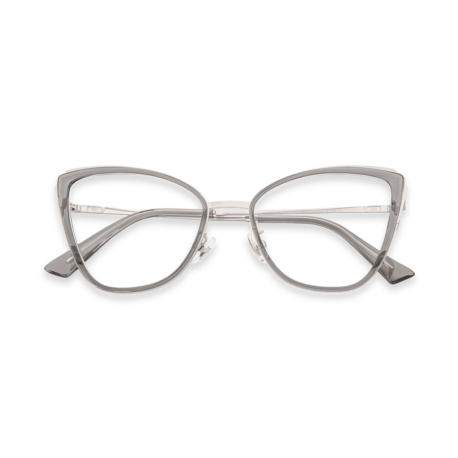 Musa Transparent Light Grey Silver Cat Eye Eyeglasses | EYDOLOGY