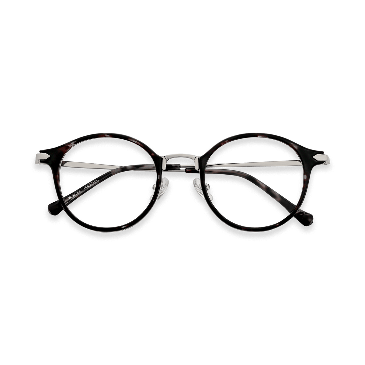 Myles Black Demi Silver Round Eyeglasses | EYDOLOGY
