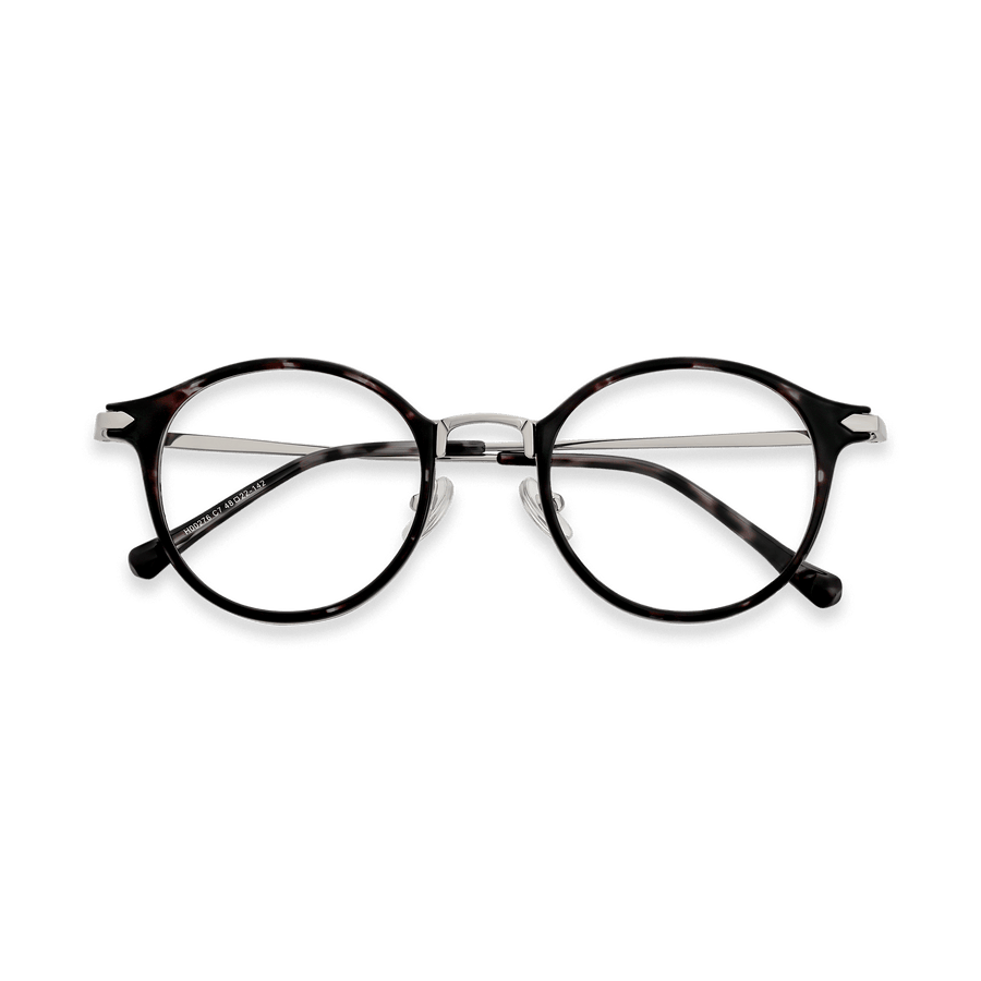 Myles Black Demi Silver Round Eyeglasses | EYDOLOGY