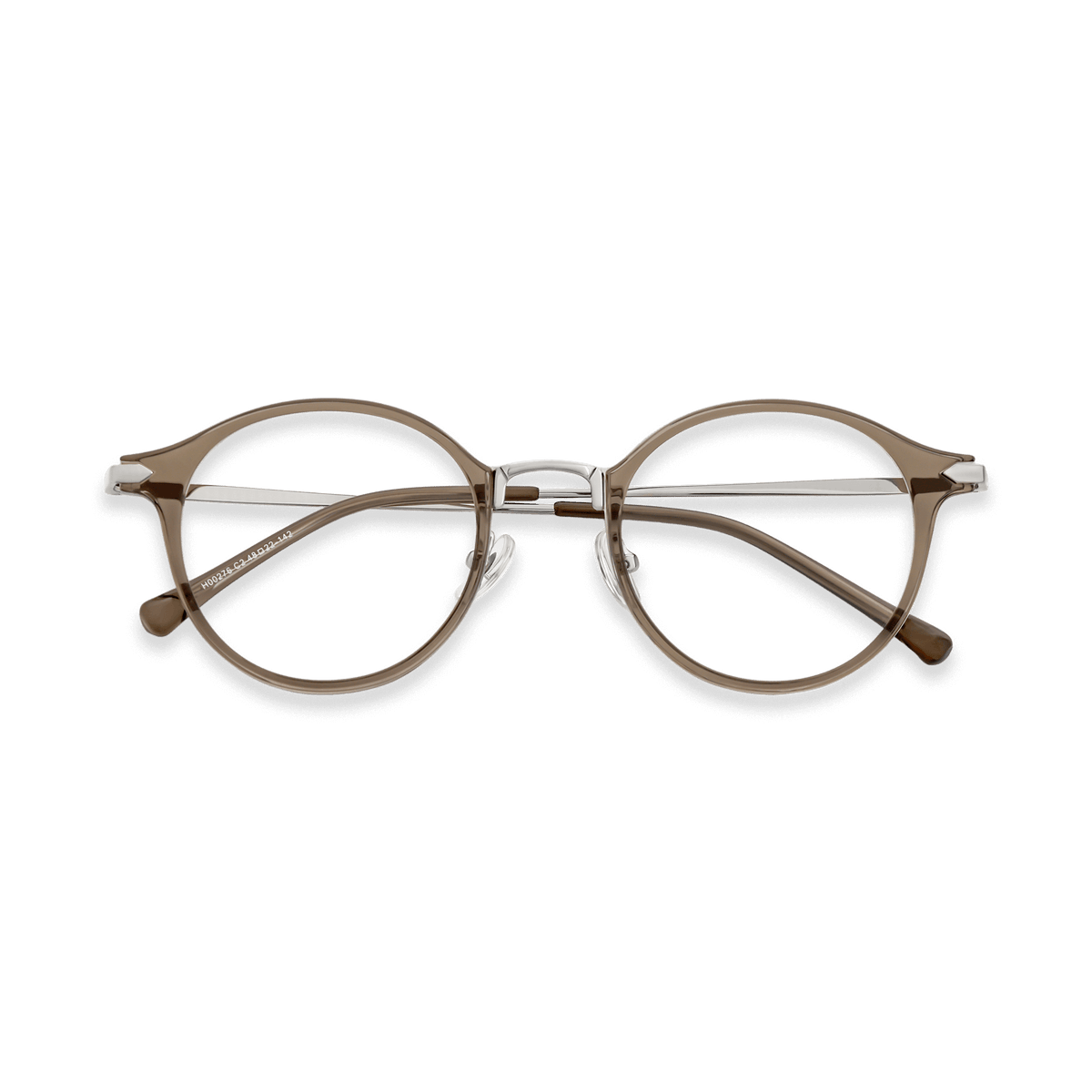 Myles Crystal Brown Silver Round Eyeglasses | EYDOLOGY
