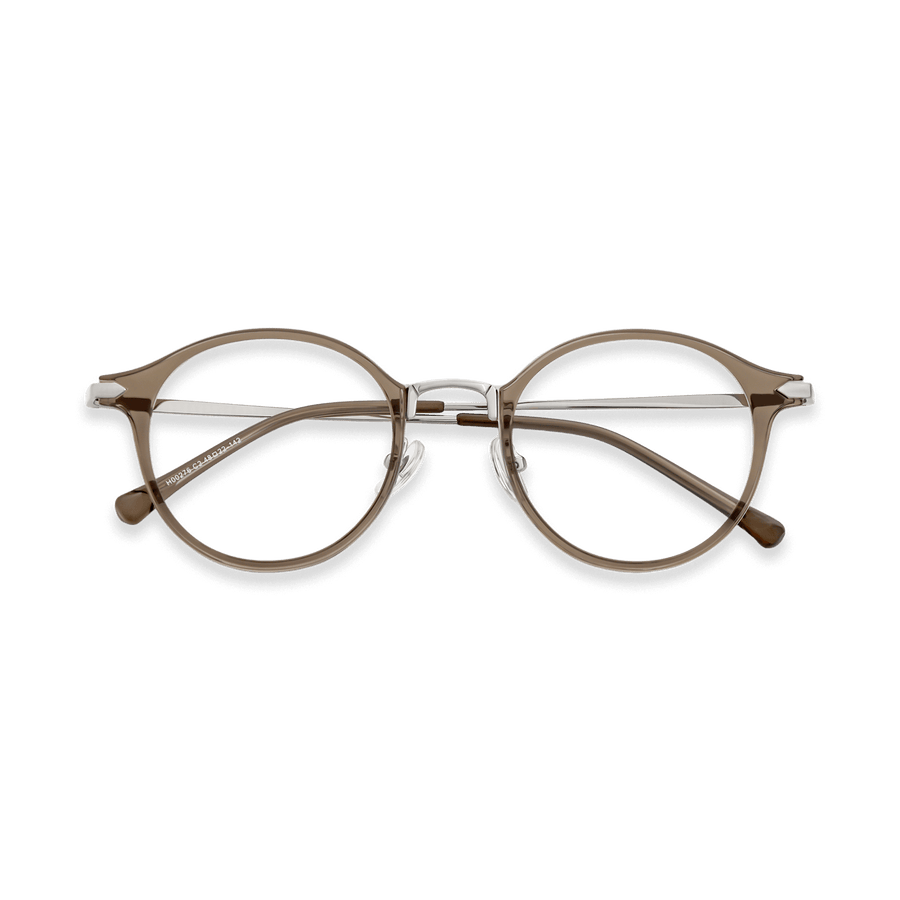 Myles Crystal Brown Silver Round Eyeglasses | EYDOLOGY
