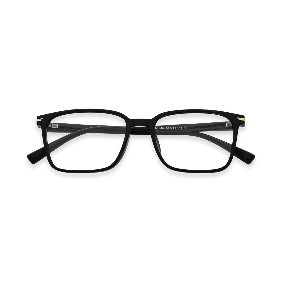 Nico Black Rectangle Eyeglasses | EYDOLOGY
