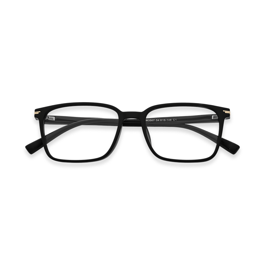 Nico Black Rectangle Eyeglasses | EYDOLOGY