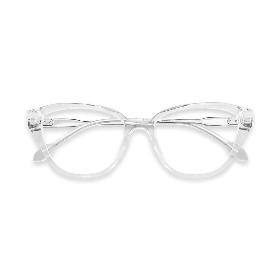 Peyton Clear Chrome Cat Eye Eyeglasses | EYDOLOGY