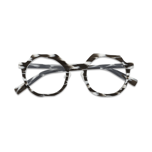 Porter White Stripes Geometric Eyeglasses | EYDOLOGY