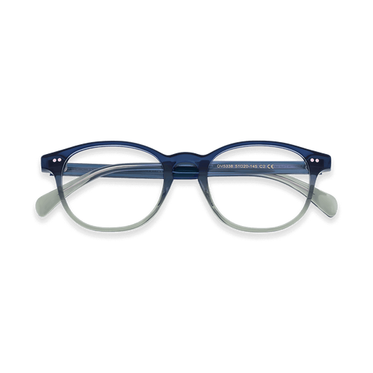 Raylan Gradual Blue Round Eyeglasses | EYDOLOGY