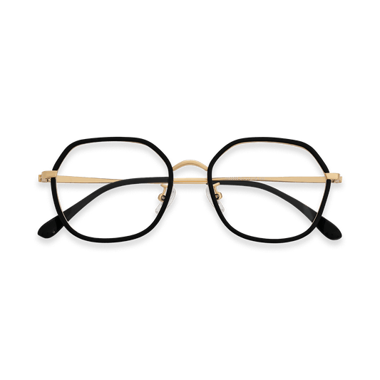 Riggs Black Gold Geometric Eyeglasses | EYDOLOGY