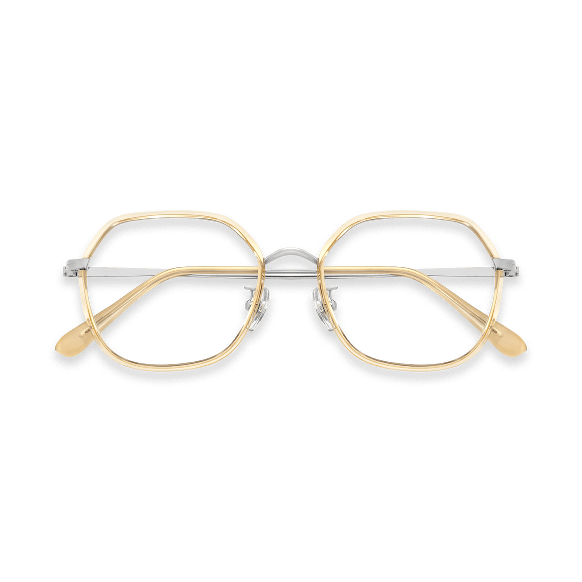 Riggs Crystal Yellow Silver Geometric Eyeglasses | EYDOLOGY