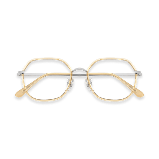 Riggs Crystal Yellow Silver Geometric Eyeglasses | EYDOLOGY