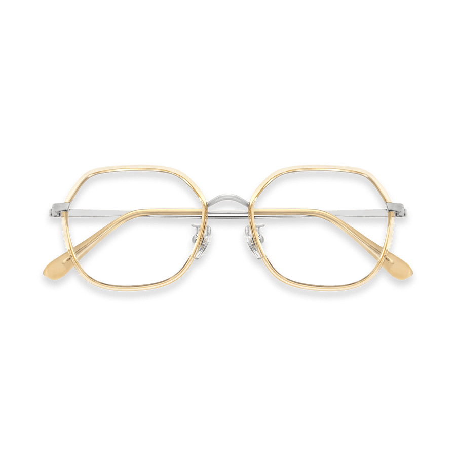 Riggs Crystal Yellow Silver Geometric Eyeglasses | EYDOLOGY