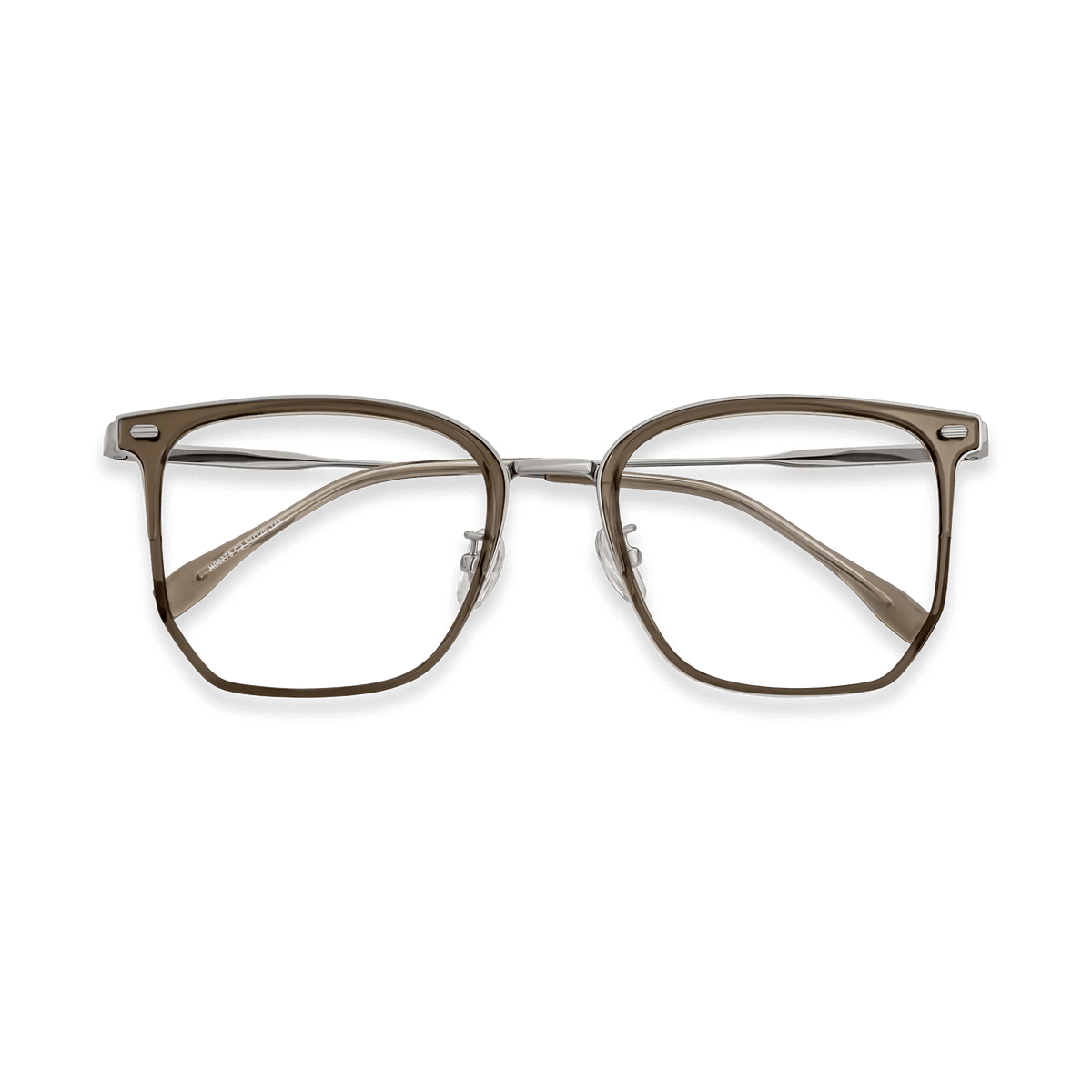 Rodrigo Crystal Brown Silver Square Eyeglasses | EYDOLOGY