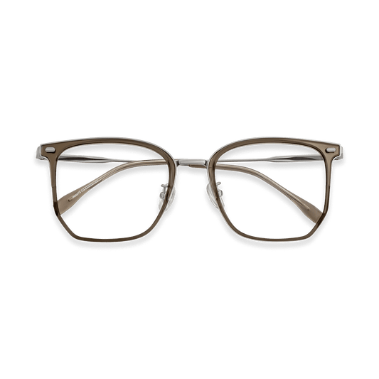 Rodrigo Crystal Brown Silver Square Eyeglasses | EYDOLOGY
