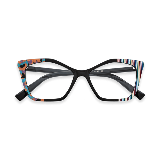 Rosalie Stripes Cat Eye Eyeglasses | EYDOLOGY