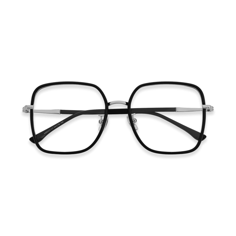 Ruth Black Chrome Square Eyeglasses | EYDOLOGY