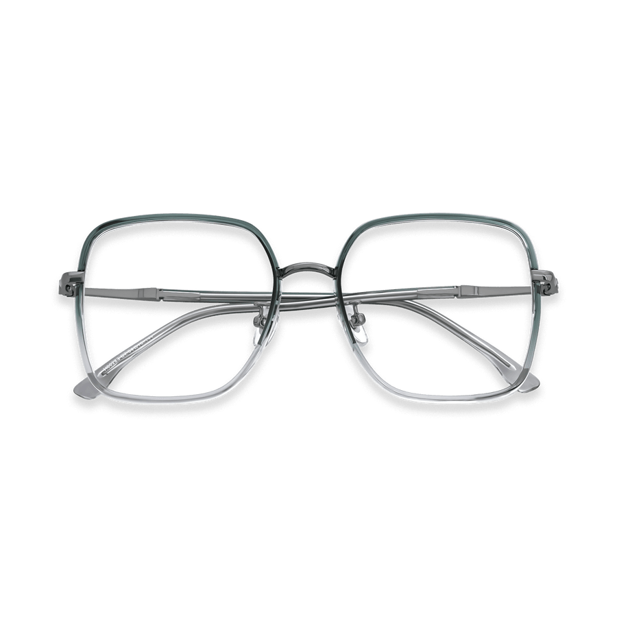 Ruth Crystal Blue Green Gun Square Eyeglasses | EYDOLOGY