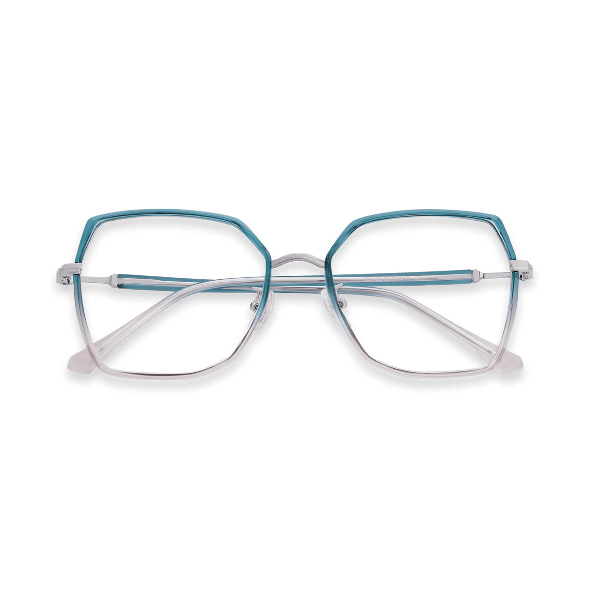 Skyla Blue Pink Grey Chrome Geometric Eyeglasses | EYDOLOGY