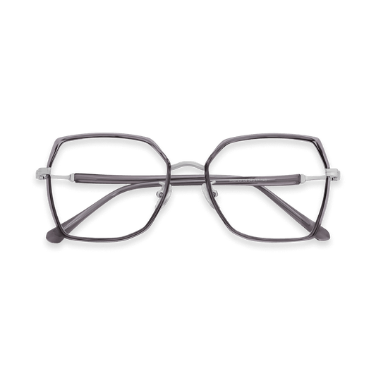 Skyla Crystal Purple Grey Chrome Geometric Eyeglasses | EYDOLOGY