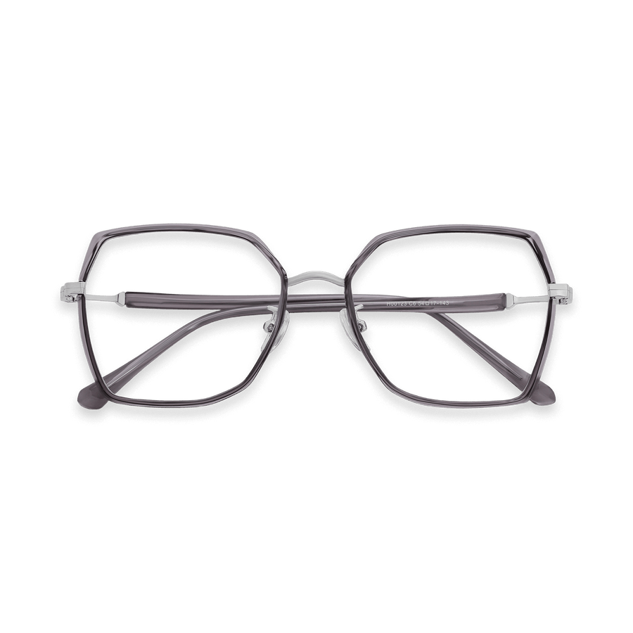 Skyla Crystal Purple Grey Chrome Geometric Eyeglasses | EYDOLOGY