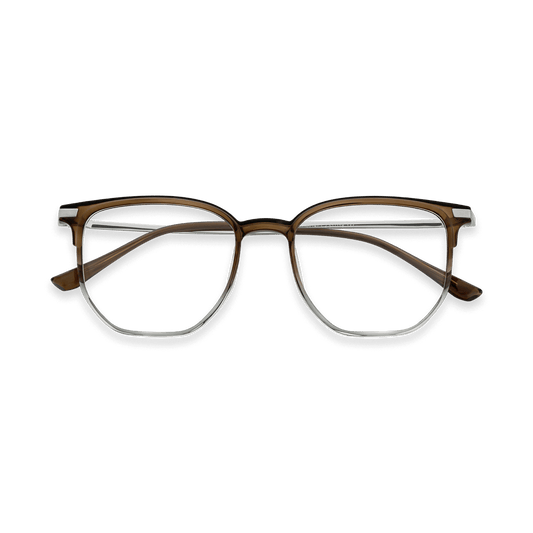Tadeo Clear Brown Gradient Silver Square Eyeglasses | EYDOLOGY