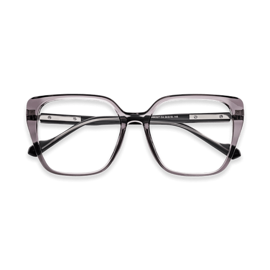 Vicente Clear Dark Purple Grey Light Gun Square Eyeglasses | EYDOLOGY