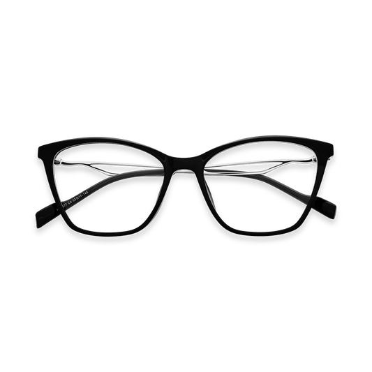 Yasmin Black Chrome Cat Eye Eyeglasses | EYDOLOGY
