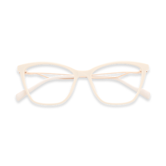 Yasmin Off-white Rose Gold Cat Eye Eyeglasses | EYDOLOGY
