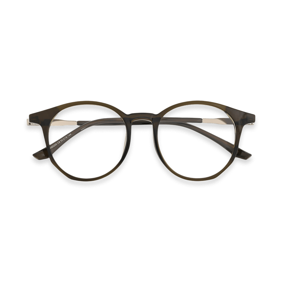 Zariah Trans Green Brown Light Gold Round Eyeglasses | EYDOLOGY
