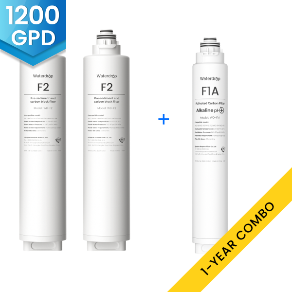 Waterdrop X12 RO System Replacement Filter Combo Set - 1200GPD - 1-YEAR COMBO
