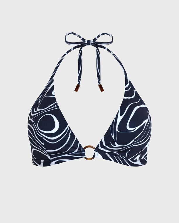 Vilebrequin - Women Halter Bikini Top Waves - Swimwear - Flechett - Blue - Size XL