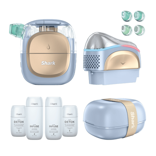 Shark FacialPro Glow & DePuffi At-Home Hydrating Facial System + Derm Detox & Hydro Infuse Replenishment Set in Spa Blue | FH320UKXS | by SharkNinja
