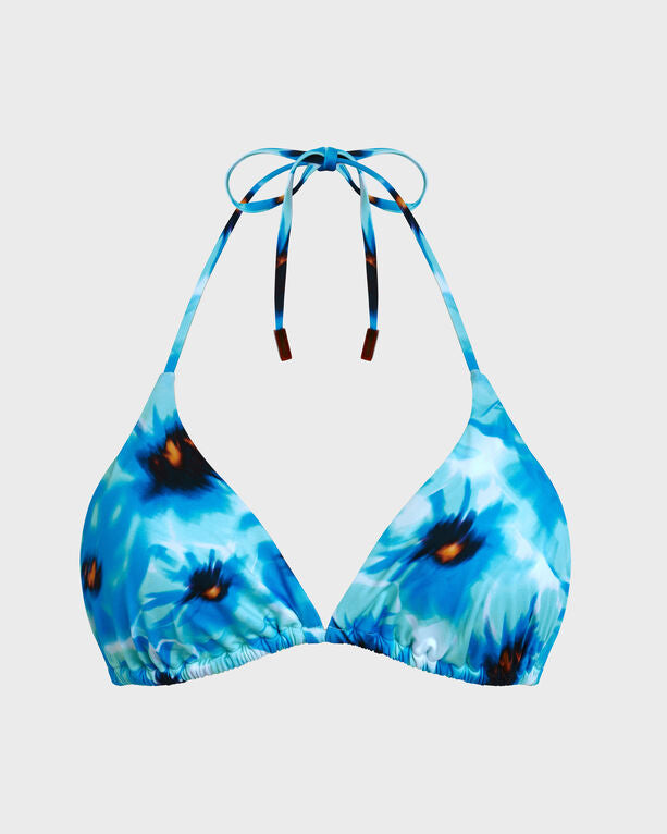 Vilebrequin - Women Triangle Bikini Top Poppies - Swimwear - Fleur - Blue - Size XL