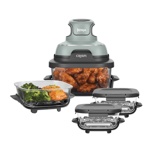 Ninja CRISPi 4-in-1 Portable Glass Air Fryer Meal Prep Set in Sage | FN101UKSG214 | by SharkNinja