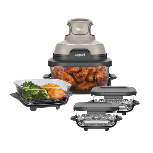 Ninja CRISPi 4-in-1 Portable Glass Air Fryer Meal Prep Set in Stone | FN101UKST214 | by SharkNinja