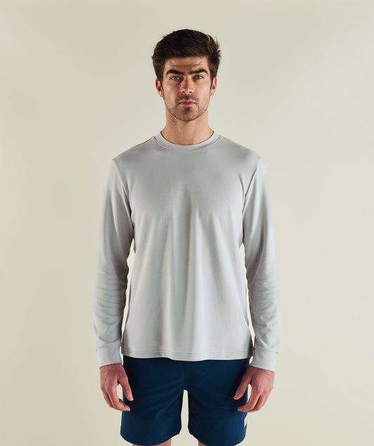 Mens FreeMotion Long Sleeve Tee - Cool Grey