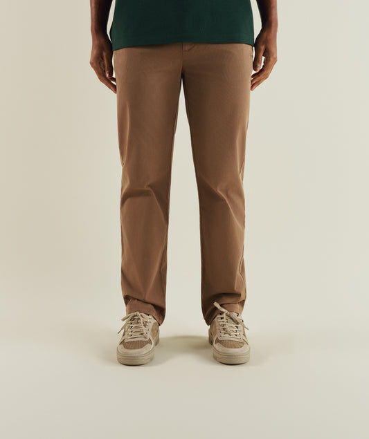 Mens Cotton Twill Chino Trousers - Coffee