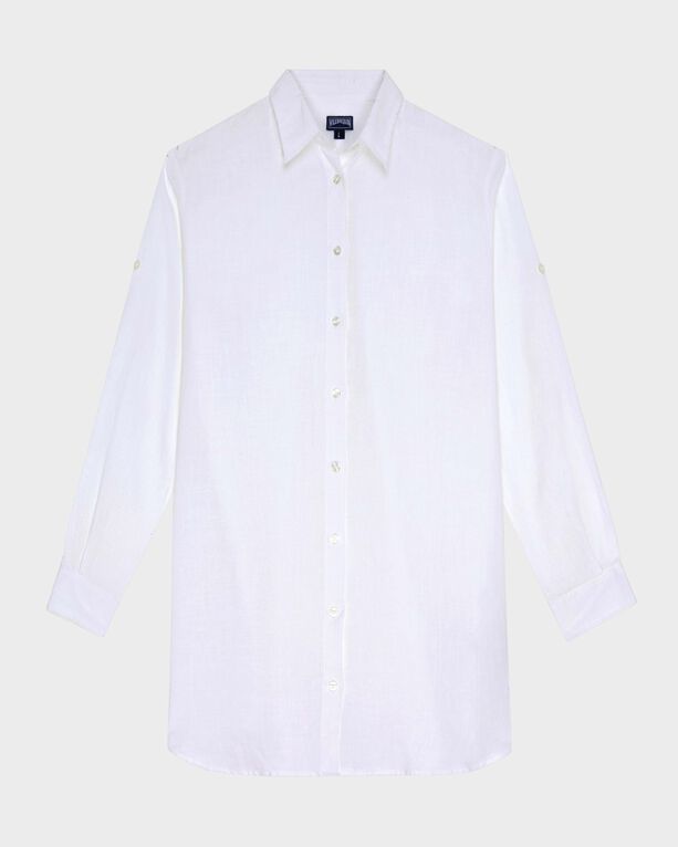 Vilebrequin - Women Long Sleeves Linen Shirt Solid - Shirt - Fondant - White - Size L
