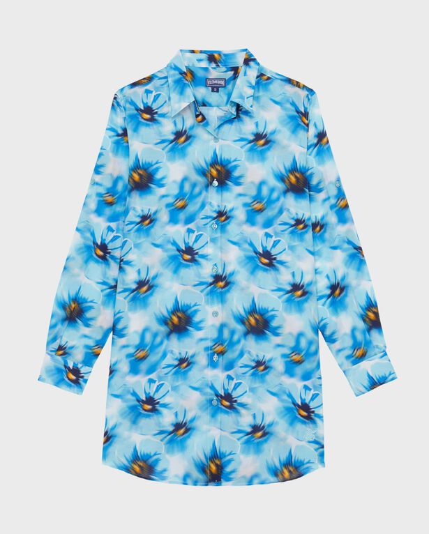 Vilebrequin - Women Cotton Voile Shirt Dress Poppies - Shirt Dress - Fragance - Blue - Size L