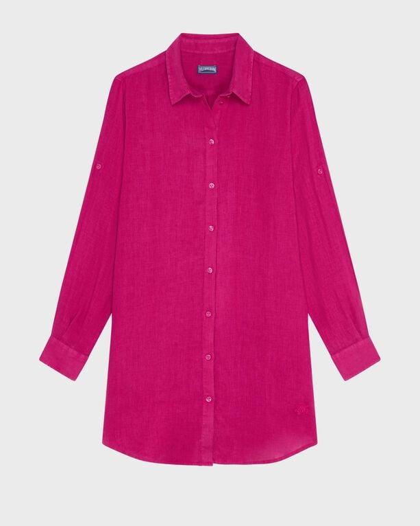 Vilebrequin - Women Linen Shirt Dress Solid - Shirt Dress - Fragance - Red - Size L