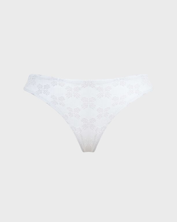 Vilebrequin - Women Midi Brief Bikini Bottom Turtle Monogram Jacquard - Swimwear - Frise - White - Size L
