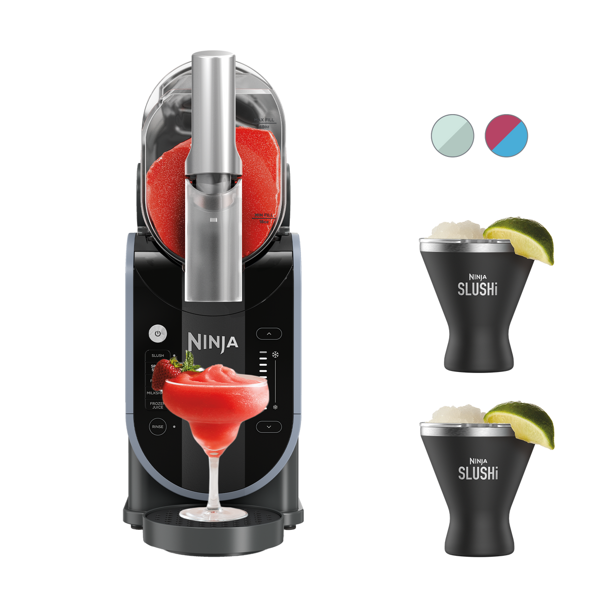 Ninja SLUSHi Frozen Drink Maker with 2-Pack Margarita Cups in Arctic Blue/Grey | FS301MRGBYO | by SharkNinja