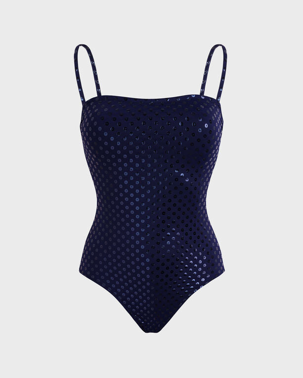 Vilebrequin - Women Bustier One-piece Swimsuit Relief Sparkling - Swimwear - Facette - Blue - Size L