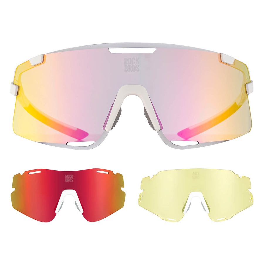 Fahrradbrille Drei-Gläser Konfigurationssystem - BOUNDLESS Serie - Weiße Fassung