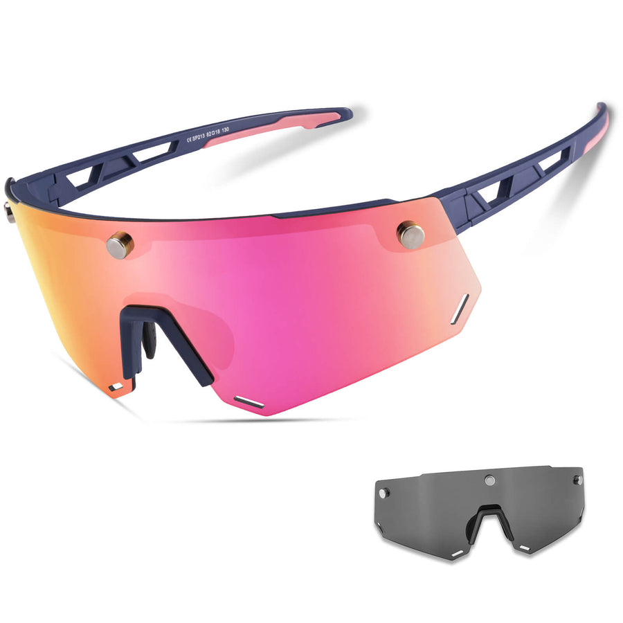 Fahrradbrille Polarisiert Magnetische Haftung Herren/Damen - Navyblau/Rosa