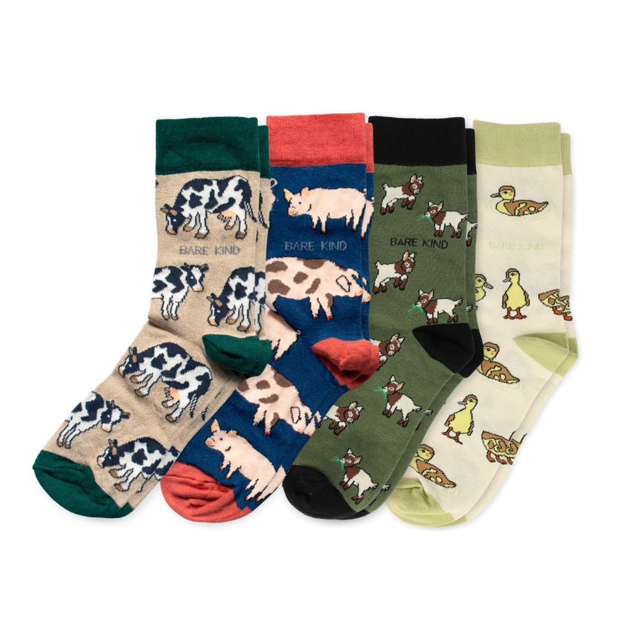 Farm Rainbow Bundle of 4 Bamboo Sock Set | UK Adult 4-7