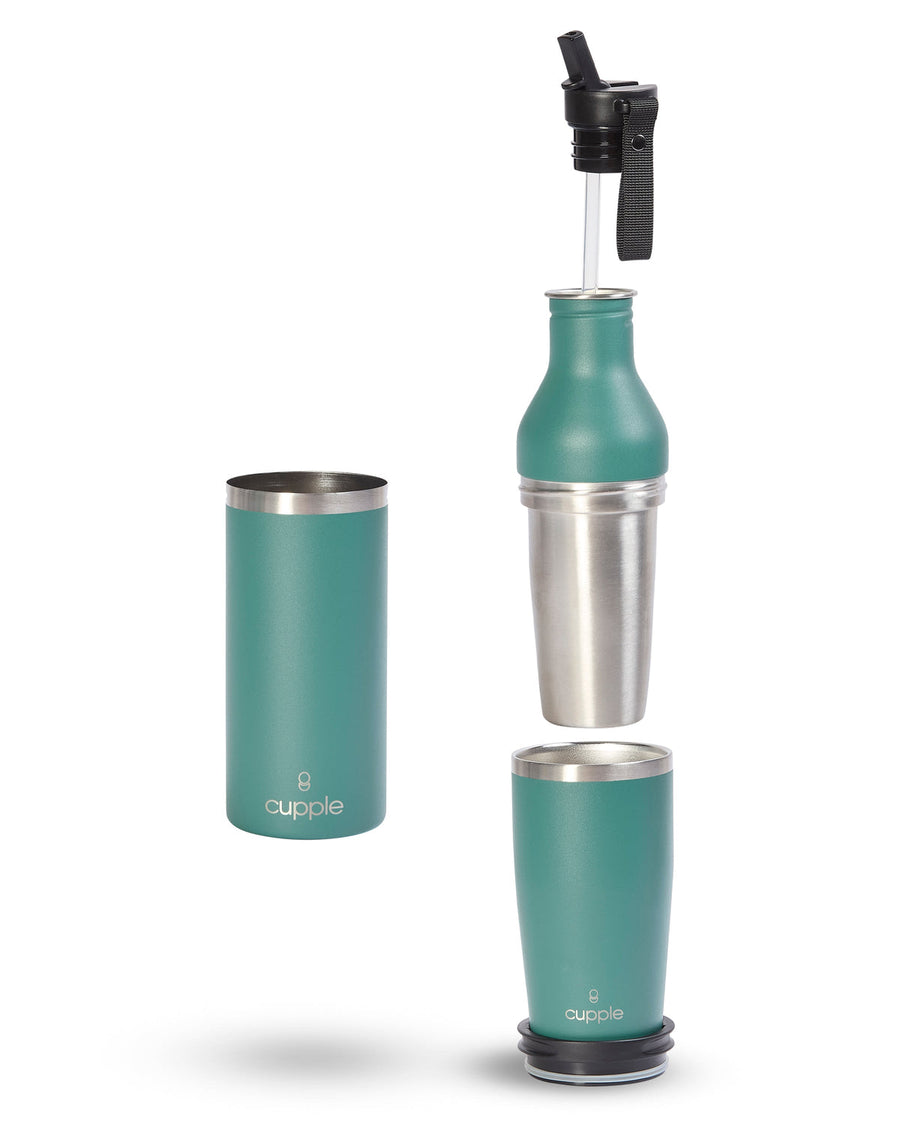 Cupple Water Bottle & Coffee Cup, Peacock Green Peacock Green