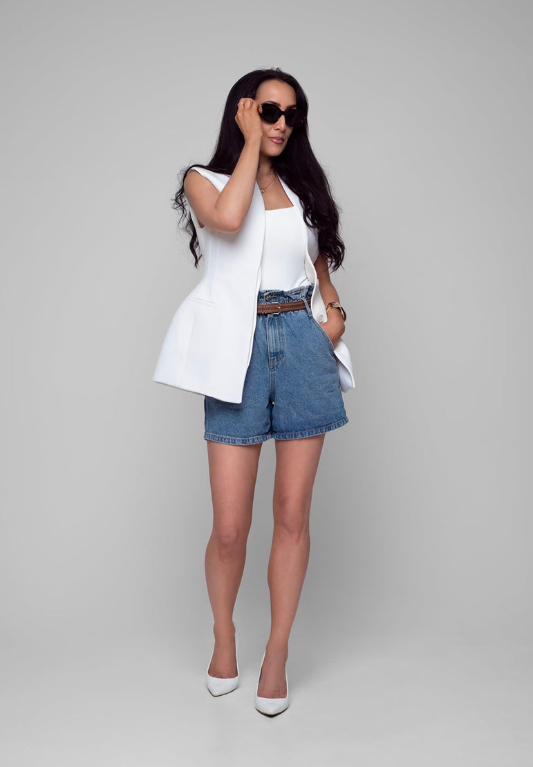 Super High Waist Elasticated Shorts Size 12