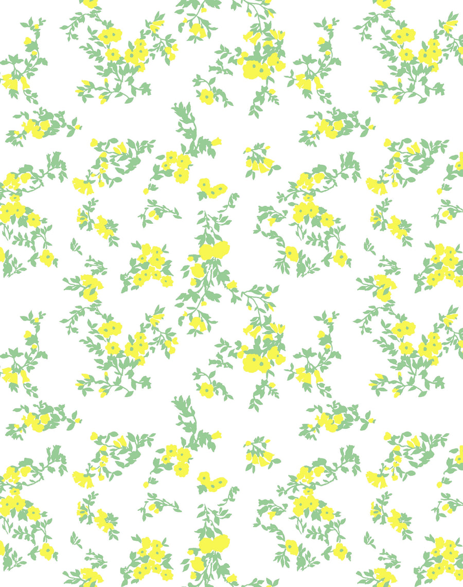 'Françoise Floral' Wallpaper by Clare V. - Yellow / Spring Green - Removable / 26 in. x 4.5 ft.