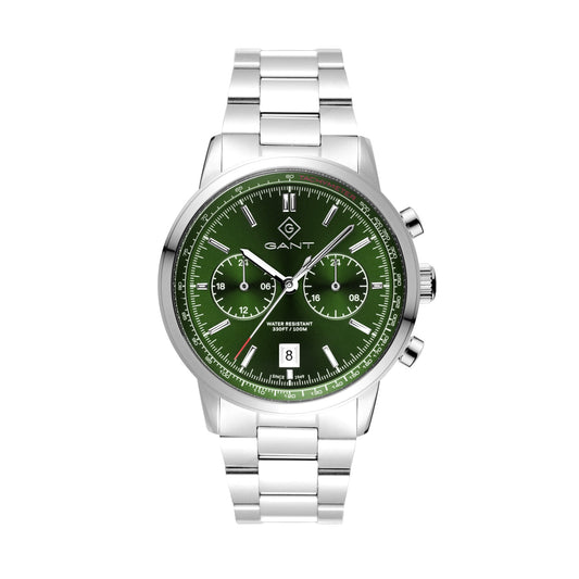 Bergamo, 42mm, silber/grün
