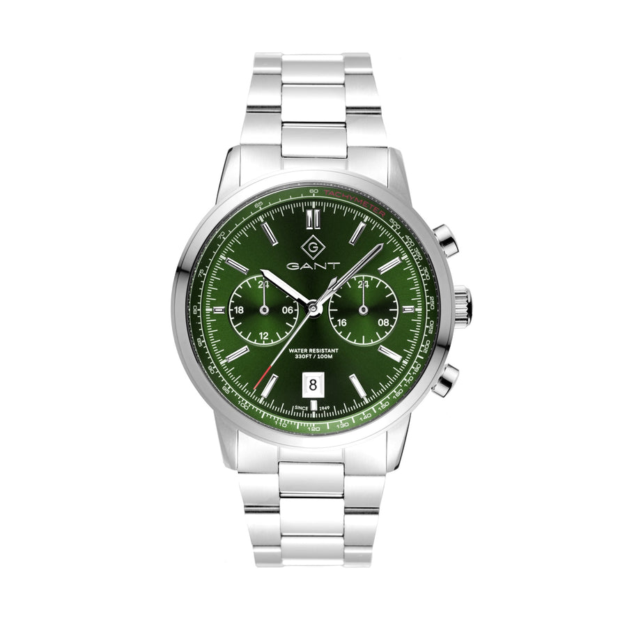 Bergamo, 42mm, silber/grün